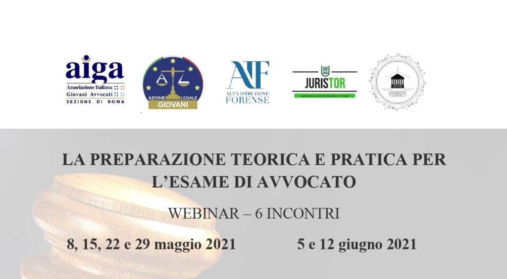 Sei incontri interattivi gratuiti, da maggio a giugno 2021, in cui saranno esaminati casi in materia di diritto civile, diritto penale e diritto amministrativo, con una approfondita analisi dei relativi istituti giuridici.