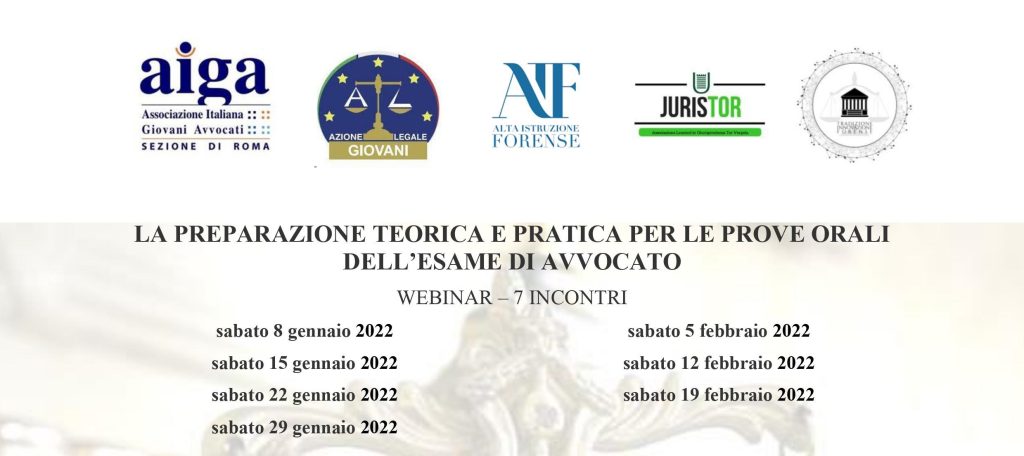 Sette incontri interattivi gratuiti, da gennaio a febbraio 2022, in cui saranno esaminati casi in materia di diritto civile, diritto penale e diritto amministrativo, con una approfondita analisi dei relativi istituti giuridici.